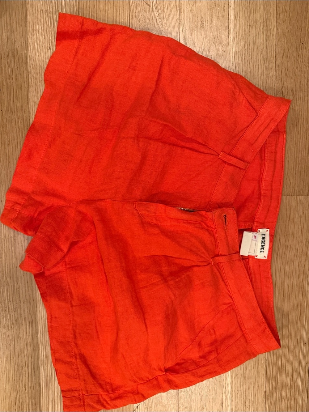L’Agence Bright Orange Linen Blend Shorts -sz30